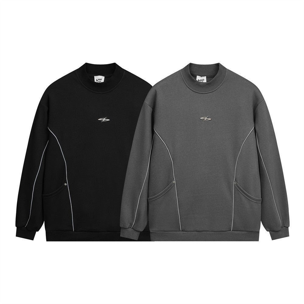 Fashion Stitching Loose Lapel Sweater Men