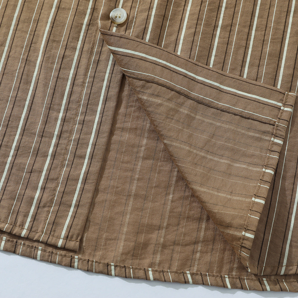Fashion Vertical Stripes Loose Shirt Men