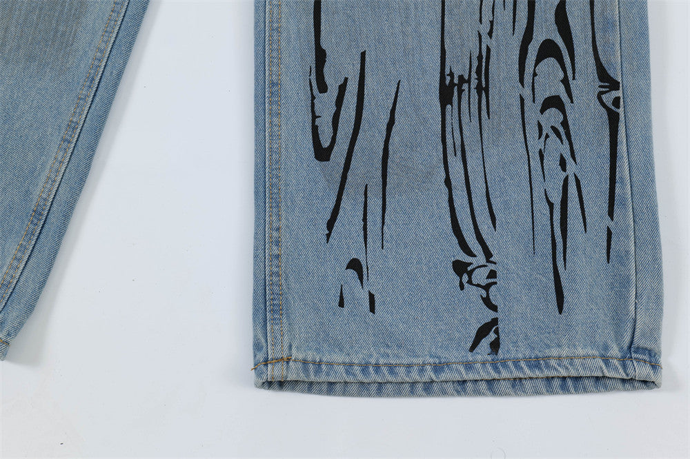 Fashion Graffiti Ripped Denim Trousers Men