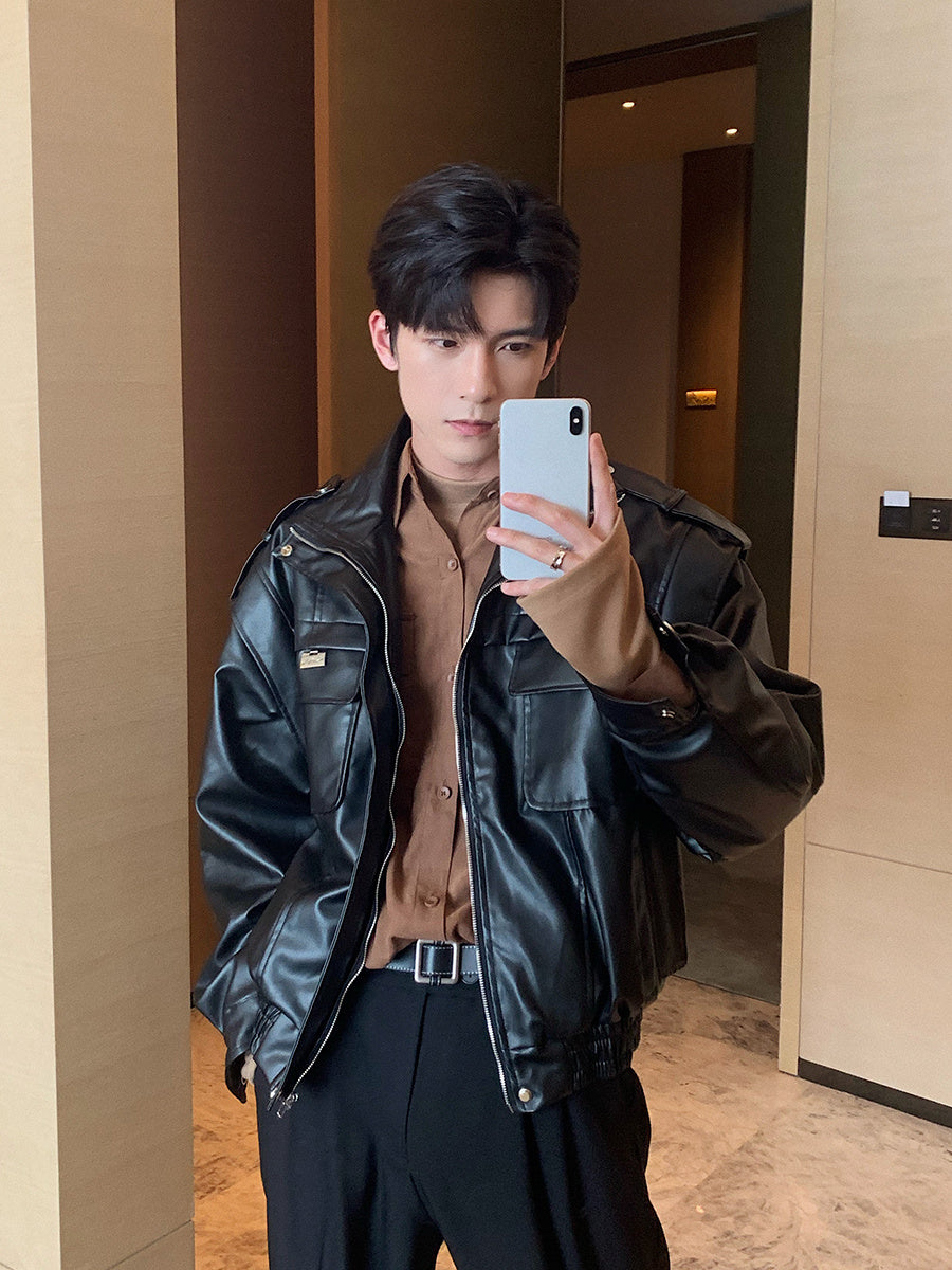 Fashion Autumn Winter Leather Jacket Men