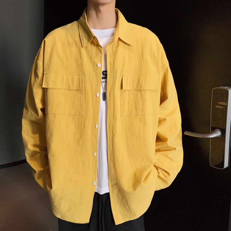 Long-sleeved pocket student shirt