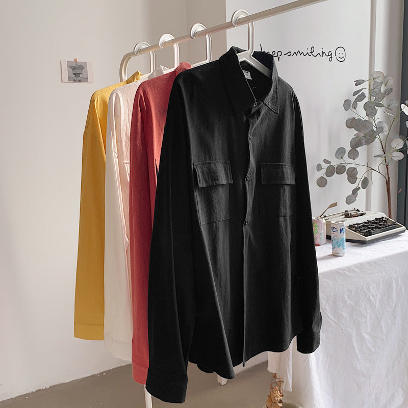 Long-sleeved pocket student shirt