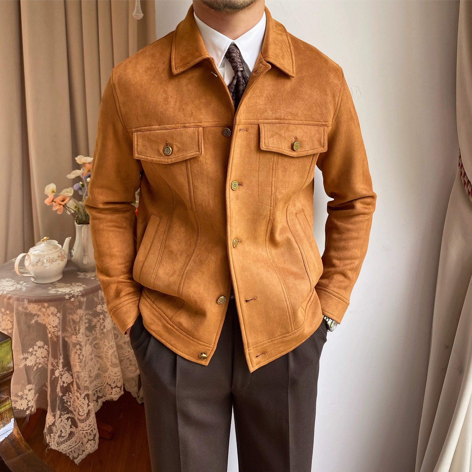 Solid Color Casual Retro Easy Matching Coat