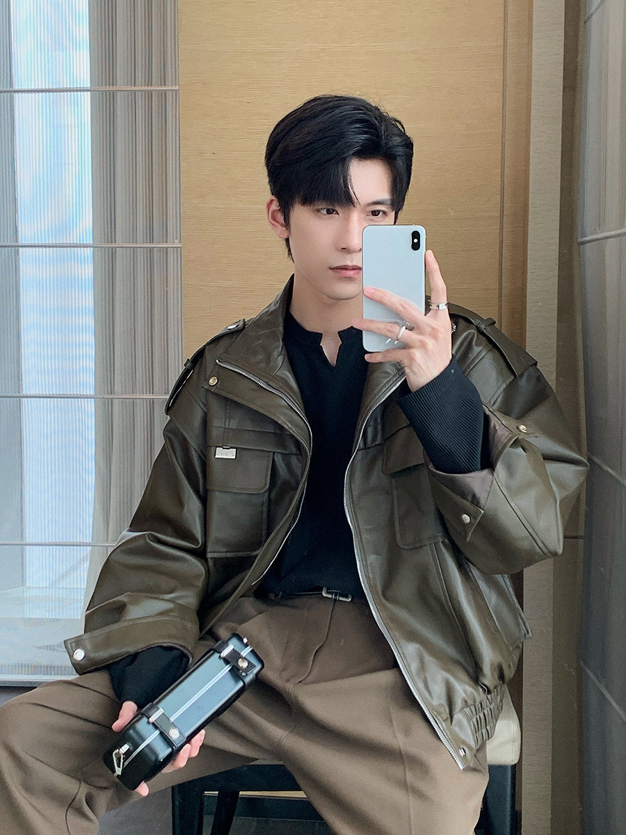 Fashion Autumn Winter Leather Jacket Men