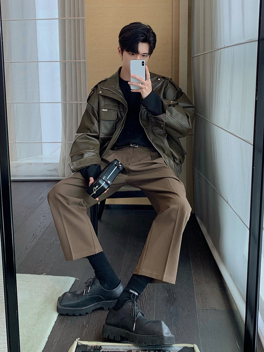 Fashion Autumn Winter Leather Jacket Men