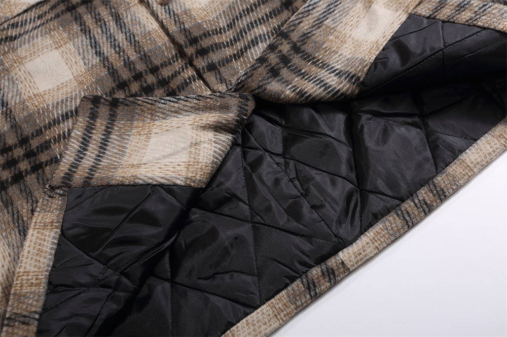 Fashion Checked Woolen Coat Men