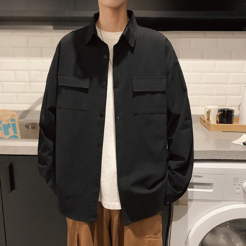 Long-sleeved pocket student shirt