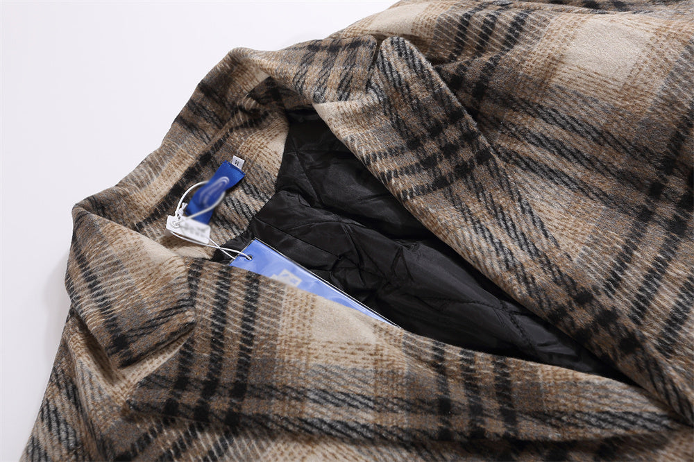 Fashion Checked Woolen Coat Men