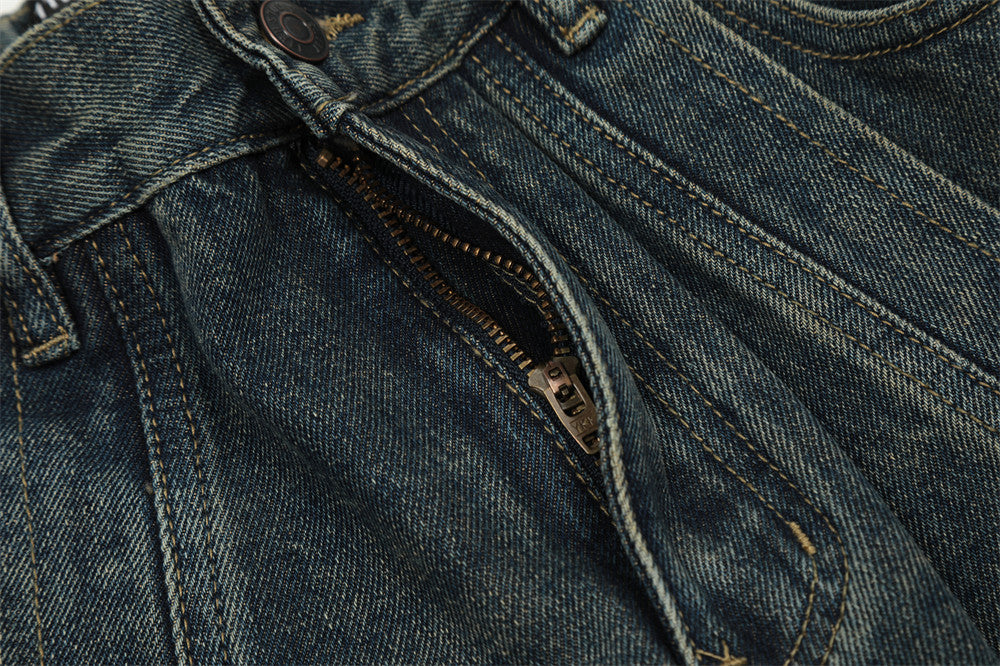 Fashion Personality Stitching Straight Jeans Men