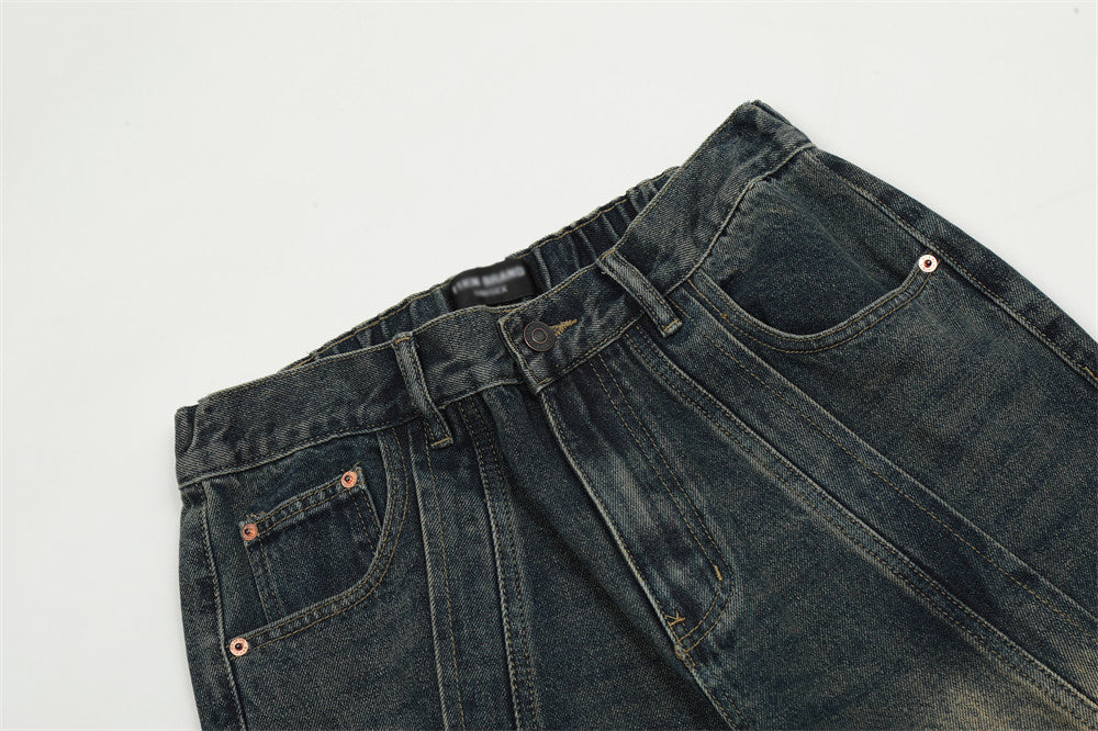 Fashion Personality Stitching Straight Jeans Men