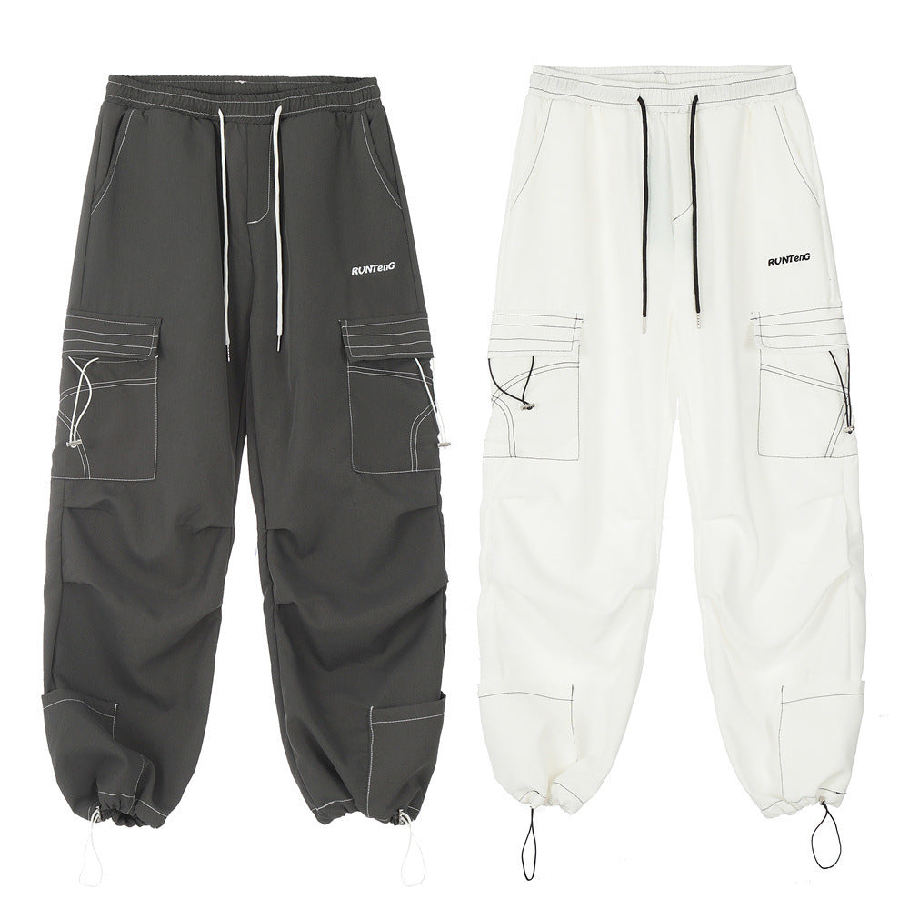 Fashion Personality Topstitching Overalls Men