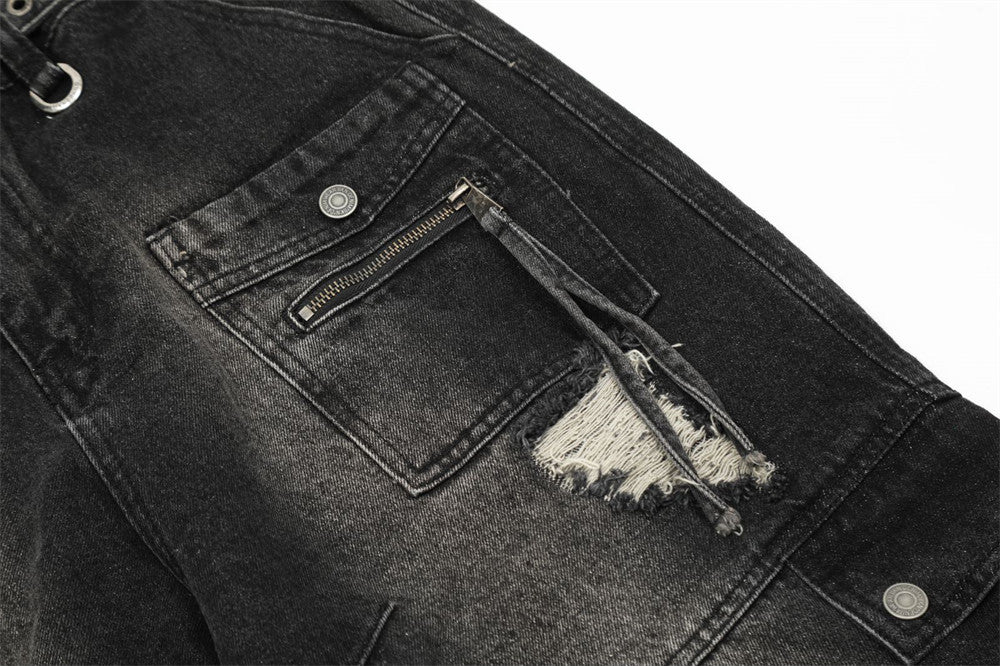 Fashion Holes Denim Overalls Men