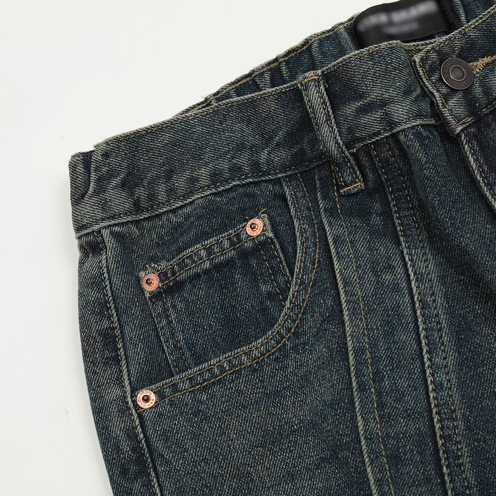 Fashion Personality Stitching Straight Jeans Men