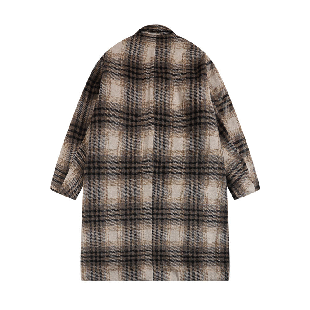 Fashion Checked Woolen Coat Men