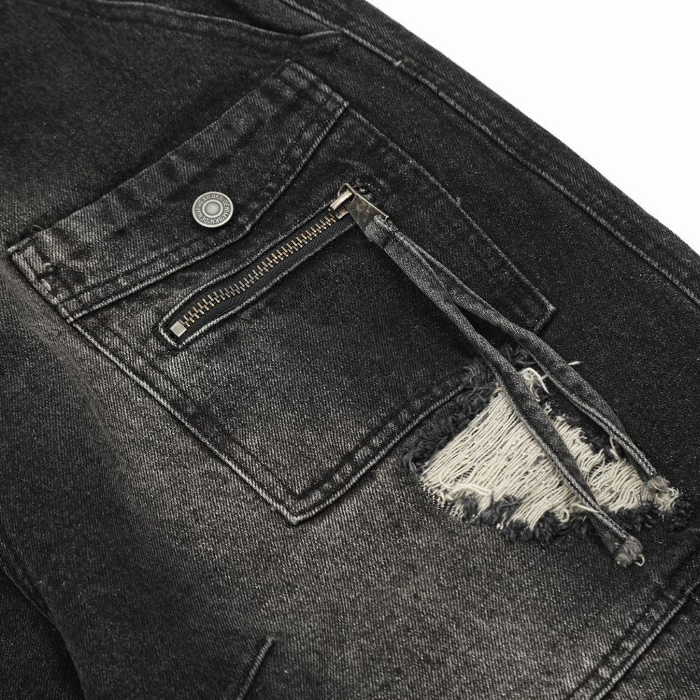 Fashion Holes Denim Overalls Men