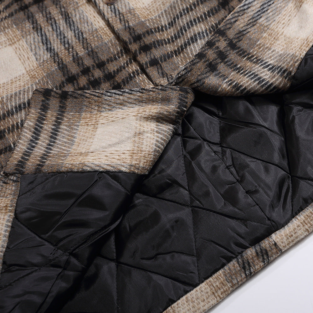 Fashion Checked Woolen Coat Men